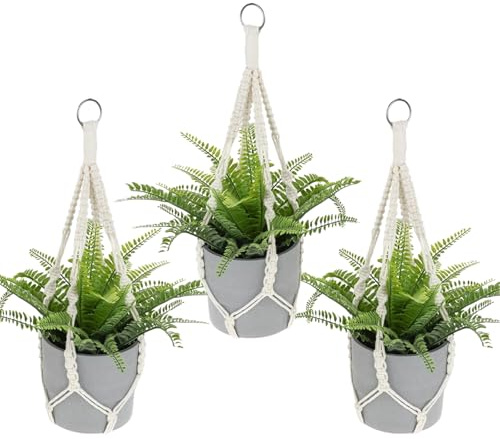 SNSYGN 2 Pièces Suspension Plante, Panier en Corde de Coton à Suspendre de Fleurs en Macramé pour Pots de Fleurs Muraux pour Décoration de la Maison