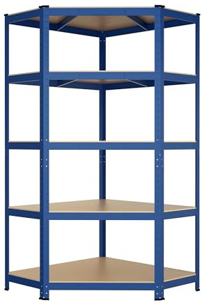 casa pura Estantería esquinera para cargas pesadas, 180 x 90 x 40 cm, estantería y banco de trabajo, estantería para sótano, estantería de almacenamiento (estantería esquinera, azul, 180 x 90 x 40 cm)