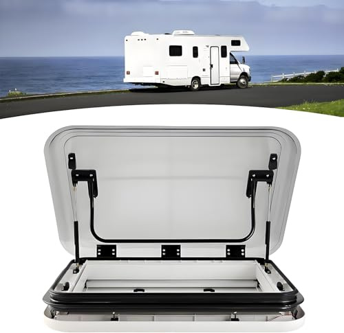 YCNLYSSR Large Caravan RV Skylight Roof Vent Hatch,RV Ventilation,Motorhome Roof Cover,Camper Roof Window Top Vent Kit with LED Light for Caravan, Cargo Trailer,Motorhome,70x50cm