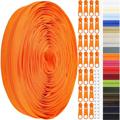 Cremallera sin fin con cremallera, 3 mm, 11 m, de nailon, por metros, cremallera continua y cremallera de metal para ropa, bolso, estuche, ropa de cama