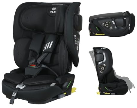 PLAY ONE i-SIZE - Siège auto i-Size pour enfants de 76 à 150 cm, base ISOFIX avec top tether et capteurs électroniques. Utilisable jusqu’à env. 12 ans. Inclinaison réglable et tissu respirant. Noir