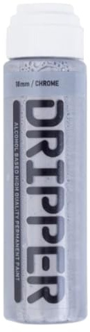PROGAL COLORS Rotulador de pintura líquida, multicolor y de varios tamaños, rotulador de graffiti, recambio de pintura permanente a base de alcohol (cromado, marcador de fregona de 18 mm)