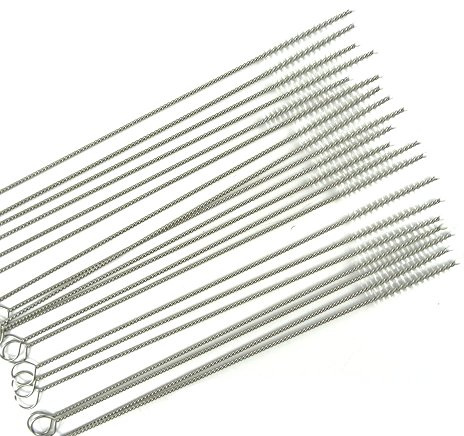 Honbay Straw Cleaner Brushes, nylon bristles stainless steel handle, Nylon Skinny Pipe Tube Cleaner - 20 Piece Value Pack - 6 mm bristles x 7 175mm long