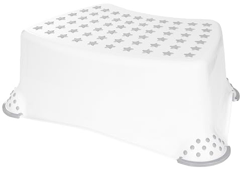 Babycurls Little Journey Toilet Training Kids Non Slip Up Step Stool With Grips Unisex White For Safe Toddler Loo Potty Training in The Bathroom And Home