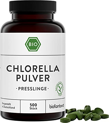 Chlorella BIO Presslinge I 500 Chlorella Tabletten je 400 mg - ohne Zusätze I 100% reine Chlorella Alge aus kontrolliert biologischem Anbau I laborgeprüft I bioKontor
