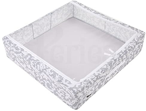 Periea 'Casey' Underbed Storage Boxes with Lids - Foldable, Stackable, and Space-Saving Organiser to Keep Your Space Tidy and Clutter-Free - Grey Damask - Large