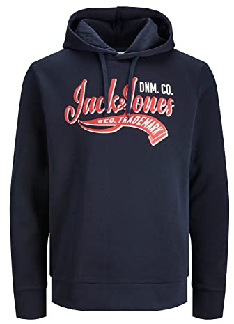 Bestseller A/S JJELOGO Sweat Hood 2 COL 23/24 NOOS huvtröja, marinblå kavaj, XL, marinblå blazer, XL