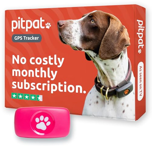 PitPat Localizzatore GPS per cani, non richiede abbonamento, adatto a tutti i cani e si adatta a tutti i collari, smart activity tracker, tracciamento satellitare con portata illimitata (Rosa)