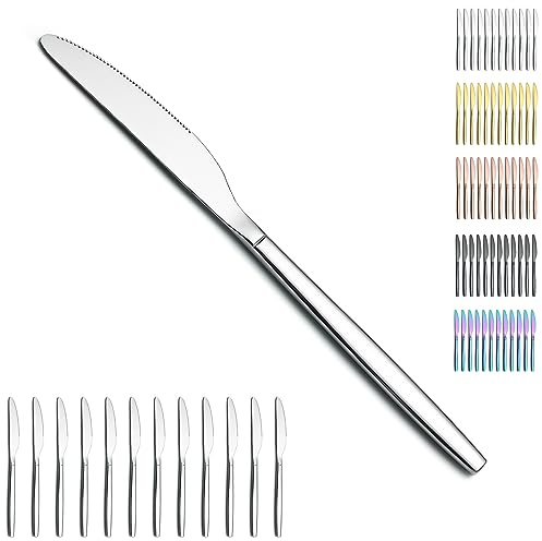 Berglander coltelli da tavola da 12 pezzi, coltello da cena moderno in acciaio inossidabile, coltello da burro, ideale per la casa, ristorante, hotel, matrimonio, lavabile in lavastoviglie