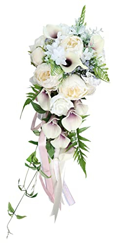 Hochzeit Brautstrauß Künstlicher Wasserfall Callalily Langes Band mit Blume