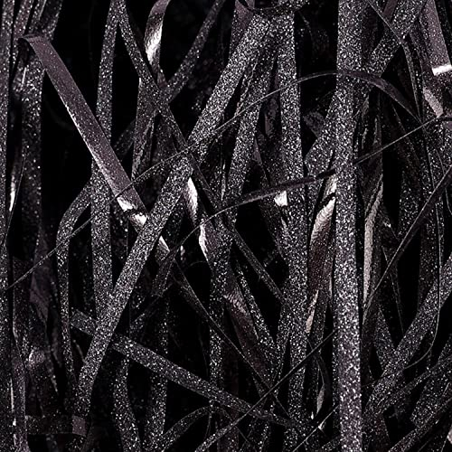 Verpackungsmaterial Füllmaterial Geschenkbox, 100G Glänzend Geschreddertes Papier Paket Weihnachten Geschenkkorb Füllpapier, DIY Papierschnipsel Ostergras Karton Geschenkfüll Material Raffia (Schwarz)