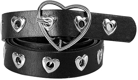 MILAKOO Frauen Grommet Gürtel Leder Punk Goth Herz Ösen Taillengürtel für Jeans Hosen Rock Hip-Hop