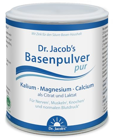 Polvere Alcalina Pura del Dr. Jacob, Barattolo da 200 g I Potassio, Magnesio, Calcio, Zinco come Citrato e Lattato I Equilibrio Minerale e Alcalino Mirato* I 36 Porzioni