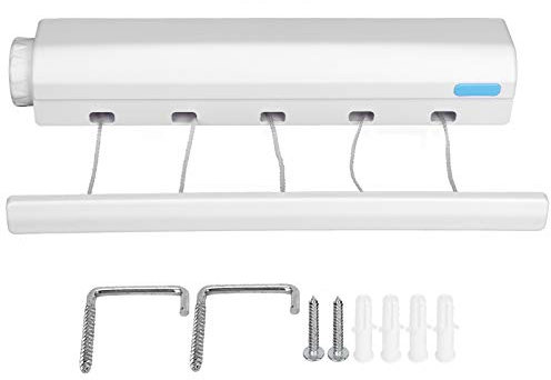 Stendibiancheria Retrattile, 3,75M Stendibiancheria Da Parete Pieghevole, Per Interni O Esterni, Salvaspazio, Design Compatto Ed Elegante ABS Corda Da Bucato Riavvolgibile