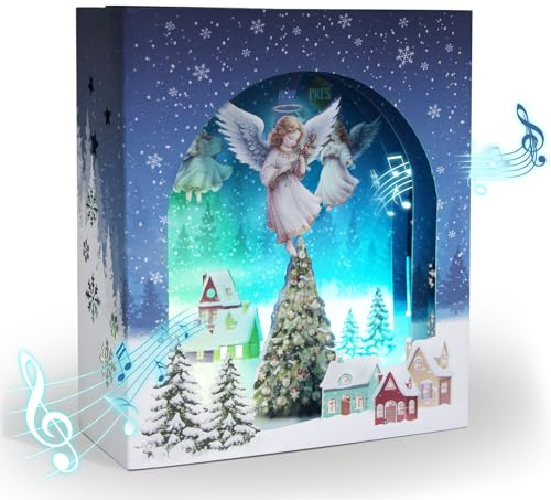 Yinghezu 3D Pop Up Christmas Cards with Lights & Music Christmas Gift Cards