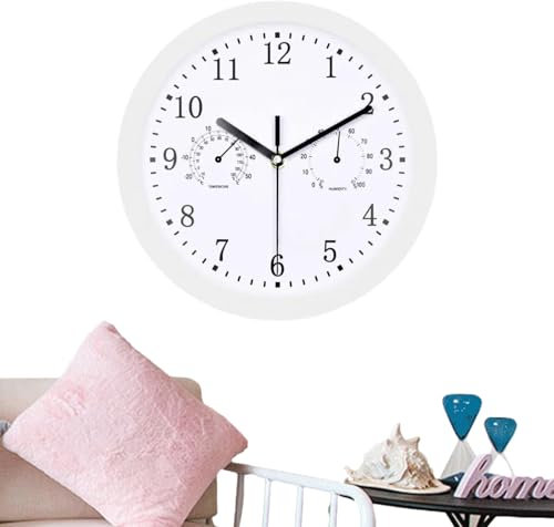 Orologio da patio - orologio da parete da giardino da 10 pollici con igrometro | Orologio impermeabile e silenzioso a batteria non toccante per patio, portico, piscina e balcone, elegante decorazione