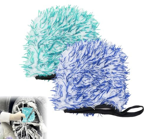 XNBTFK 2 PCS Microfibre Wash Mitt – Ultra Soft & Scratch-Free, Super Absorbent & Scratch-Free Wash Mitt Glove Effectively Traps Dirt, for Car Washing, for Vehicle Cleaning