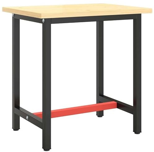 Établi en métal - Base stable - 70 x 50 x 79 cm - Rouge mat et noir mat - Idéal pour le garage, l'atelier et les loisirs - Accessoire de table robuste pour projets de bricolage