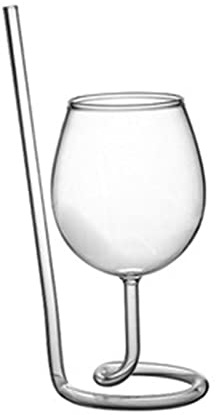 YPREWY Bicchiere da vino rosso, bicchiere da cocktail trasparente, con tubo per bere, bicchieri da cocktail vintage