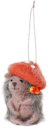 Inge-glas Christbaumschmuck Igel Wolle 9cm - Figur zum Aufhängen - 1 Stück Sortiert - bruchfest - Weihnachtsbaum Anhänger für Weihnachten - Christbaumanhänger & Weihnachtsbaumschmuck - Braun Rot