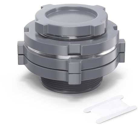 GASHER 1 styck PVC 3 tum bulkhuvud tankkontakt adapter montering med propp och tätning för vattentank, regnfat, akvarier, badkar och tvättställGO-456