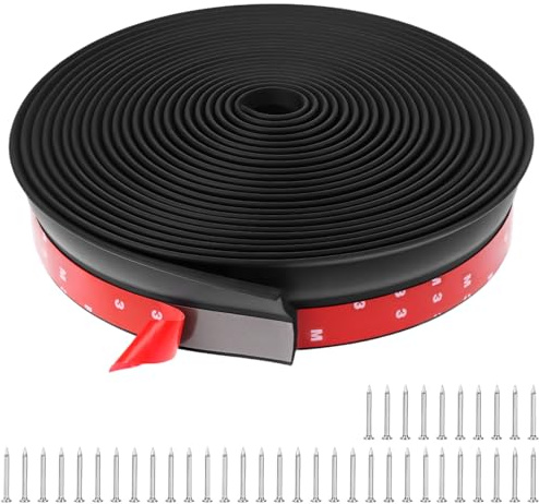 QWORK® Junta para puerta de garaje de 10 m, junta de goma para puerta de garaje, para protección de hojas, suciedad y intemperie, con clavos