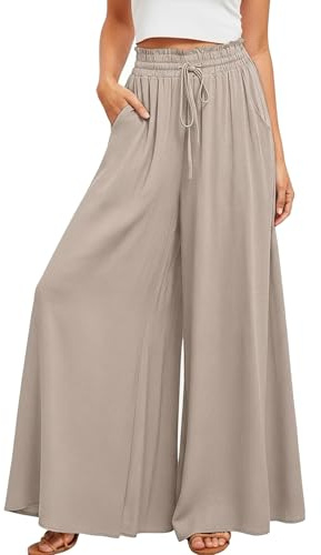 Neteson Pantalon Femme Été Pantalon à Jambes Larges Pantalon Palazzo Fluide