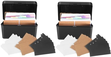 SECFOU 2 Set Contenitore per Schede da Scrivania con Divisori Organizzatori per Archiviazione e Classificazione Efficiente di Carte e Documenti