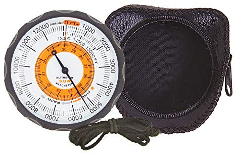 Sun Company Altimeter 202 - Battery-Free Altimeter and Barometer | Weather-Trend Indicator with Soft Leather Case | Reads Altitude from 0 to 15,000 Feet