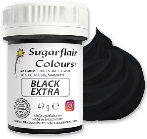 Sugarflair Colours Maximum Concentrated Paste Colour Black - Noir - Colorant Alimentaire Nourriture Dye pour Massepain et Pâte à Sucre - 42g