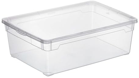 Rotho 483010 Sundis Clear Box Boots Aufbewahrungsbox mit Deckel, Kunststoff (PP), transparent, 22 Liter (55 x 37,5 x 16 cm)