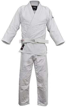 FUJI Single Weave Judo Gi Uniform With Size 0 White Belt - Kids & Adults Cotton Training Gi for Judo, Size 0, White