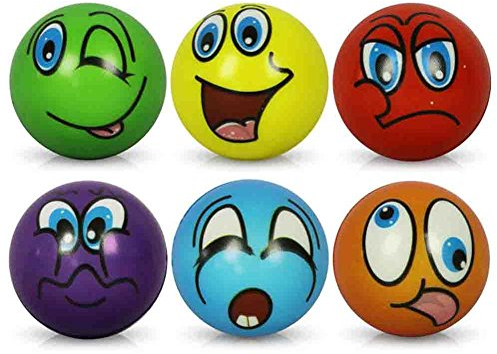 HC-Handel 6 x Stressball Streßball Knautschball Antistressball lustige Gesichter Softball Sortiert 6 cm