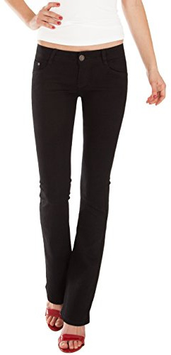 Fraternel Pantalon Jeans Femme Bootcut Taille Basse Noir S