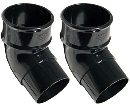 FLOPLAST 68mm Round Gutter Pipe 112 Degree Offset Bend - Black - Pack of 2