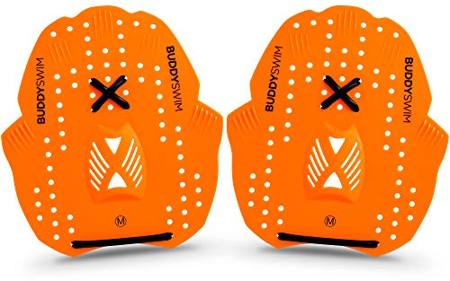 BUDDYSWIM Paddles Schwimmen für das Oberkörpertraining, für Rumpf, Rücken, Kern und Armkrafttraining. Paddel für Schwimmer mit Verstellbaren Riemen, Schwimmtrainingshilfe. Ideal Schwimmzubehör