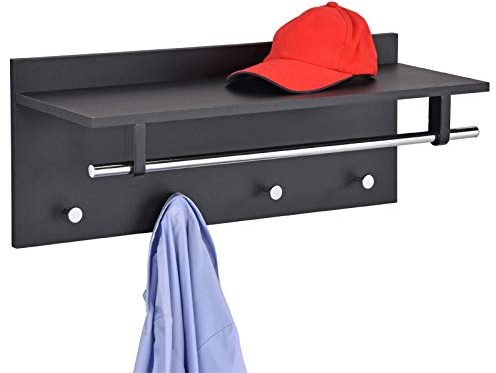 IDIMEX Wandgarderobe Garderobe ULF mit Kleiderhaken Hutablage Kleiderstange, schwarz