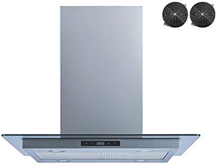 Winflo 36 In. Convertible Stainless Steel Glass Island Range Hood with Mesh Filters, 2 pcs Charcoal Filters and Touch Sensor Control
