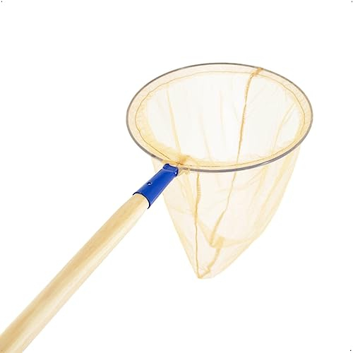 Rekord Kescher für Kinder (Metall, Blau) mit Holz-Stiel (72 cm) - ⌀ 23 cm - Gesamtlänge 102 cm - für Kinder ab 3 Jahre