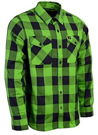 Milwaukee Leather Men's MNG11656 Black, Green Long Sleeve Flannel
