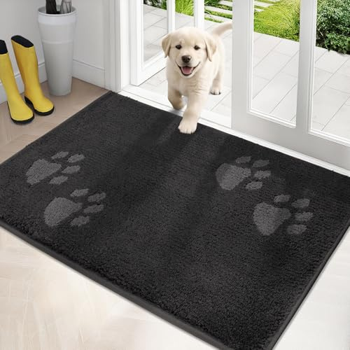 PURRUGS Dirt Trapping Door Mat Indoor Entrance, 32 x 47, Charcoal