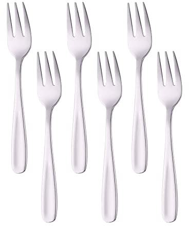 BISDARUN Dessert Forks Set of 6 Cake Fork Stainless Steel Teaforks Silver Pastry-Forks 14 CM(5.5 Inch) Small Forkes for Appetizer Fruit