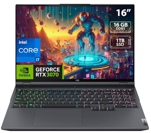 Lenovo Legion 5 Pro 16 Laptop, Intel Core i7-12700H, Nvidia GeForce RTX 3070, 16GB RAM, 1TB SSD, Windows 11 Home, Storm Grey, 82RF00DBUS