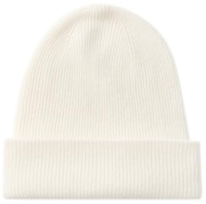 tonten 100% Pure Cashmere Dual-Layer Beanie for Women, Winter Thick Soft Warm Women's Ski Caps (White)