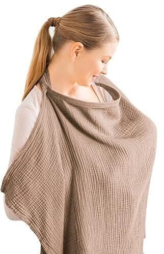 Aohcae Stilltuch für Unterwegs,75 X 95 cm Musselin Stillbezug für Babys Atmungsaktiv, Breastfeeding Cover Stilltuch Stillschürze Still Abdeckung,Geschenke für Mutter (Braun) (Kaffee)