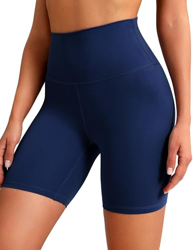 BAYDI Clouduxi Damen-Yoga-Shorts, 15,2 cm hohe Taille, Radhose, butterweich, für Fitnessstudio, Workout, Fitness, marineblau, L