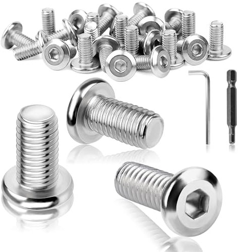 TXXATX 25 Stück M6 Schrauben Flachkopfschrauben M6x16mm Edelstahl Linsenkopfschrauben Innensechskant Vollgewinde mit Schraubendreher Bit Schraubenschlüssel Maschinenschrauben für Montage Wartung