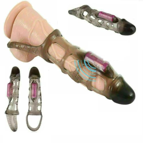 Vibrating Penis Extender Enlarger Sleeve Condom Sheath Girth Enhancing Male Adults Sex Toys for Men