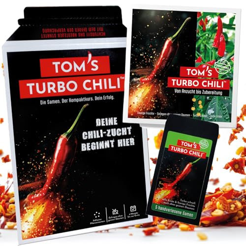 Tom's Turbo Chili Starterset – Handverlesene Turbo-Chili-Samen und Anleitungs-Booklet