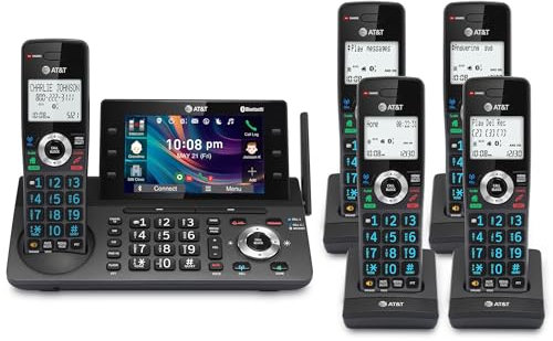 AT&T 5-Handset DECT 6.0 Cordless Home and Business Phone with Answering Machine, 5 Color Display, One-Touch Shortcut, Conference, Intercom, Smart Call Blocker, Bluetooth Connect to Cell: DLP73590